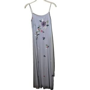 Vintage Dress Maxi Purple Mesh Embroidered Fairy Coquette Warren size 6 90s Y2K